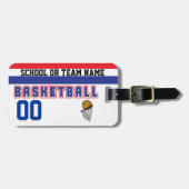 Basketball Red, White en Blue personaliseren Bagagelabel (Voorkant horizontaal)