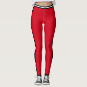 Basketball Red White Striped Varity Sports Leggings (Voorkant)