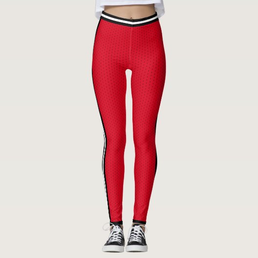 Basketball Red White Striped Varity Sports Leggings (Voorkant)
