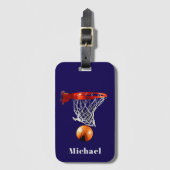 Basketball Replace with Your Name Bagagelabel (Voorkant (verticaal))