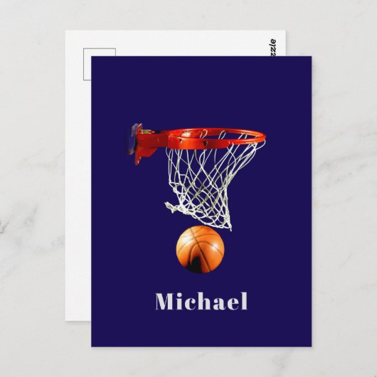 Basketball Replace with Your Name Briefkaart (Voorkant / Achterkant)