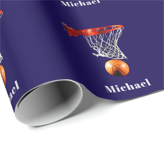 Basketball Replace with Your Name Cadeaupapier (Rol Hoek)