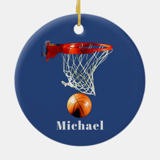 Basketball Replace with Your Name Keramisch Ornament (Achterkant)