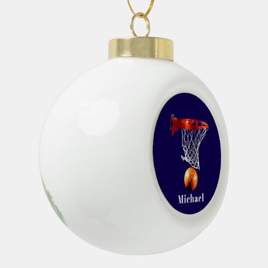 Basketball Replace with Your Name Keramische Bal Ornament (Links)
