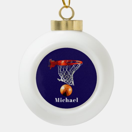 Basketball Replace with Your Name Keramische Bal Ornament (Voorkant)