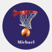 Basketball Replace with Your Name Ronde Sticker (Voorkant)