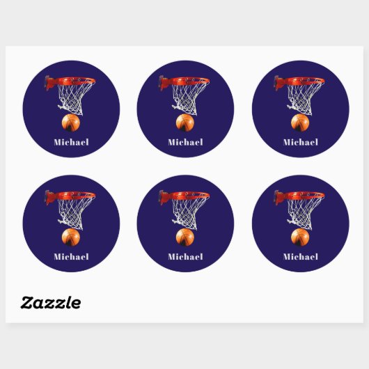 Basketball Replace with Your Name Ronde Sticker (Vel)