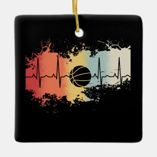 Basketball Retro  Keramisch Ornament (Voorkant)
