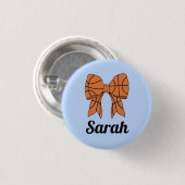 Basketball Ribbon Bow Custom Button (Voorkant /achterkant)