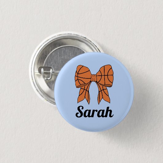 Basketball Ribbon Bow Custom Button (Voorkant /achterkant)