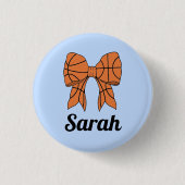Basketball Ribbon Bow Custom Button (Voorkant)