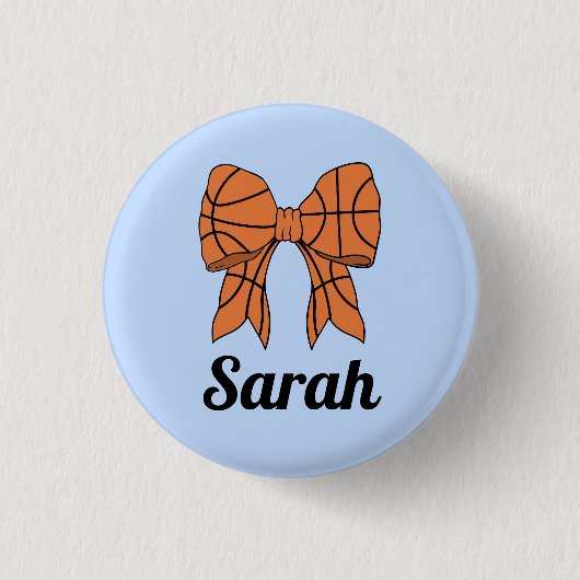 Basketball Ribbon Bow Custom Button (Voorkant)