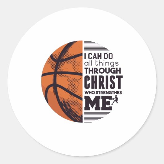 Basketball Ronde Sticker (Voorkant)
