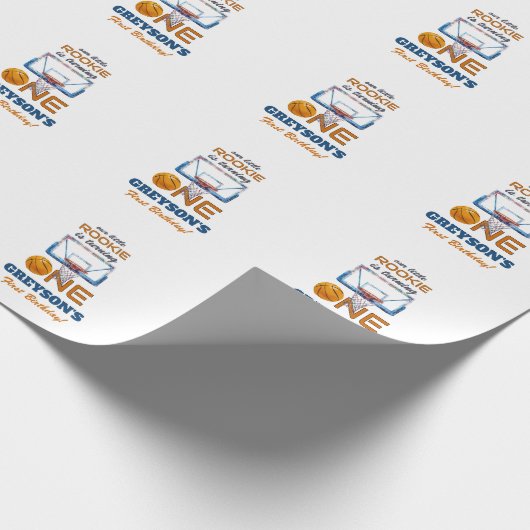 Basketball Rookie Of The Year First Birthday Cadeaupapier (Hoek)