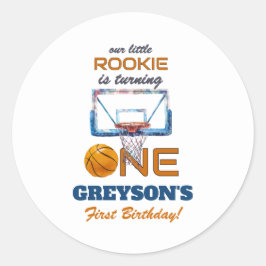 Basketball Rookie Of The Year First Birthday Ronde Sticker