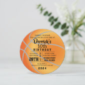 BASKETBALL ROUND Birthday Party Invitation Kaart (Staand voorkant)