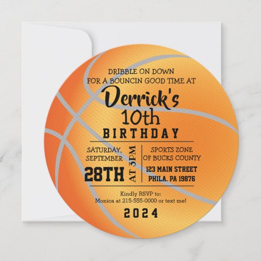 BASKETBALL ROUND Birthday Party Invitation Kaart (Voorkant)