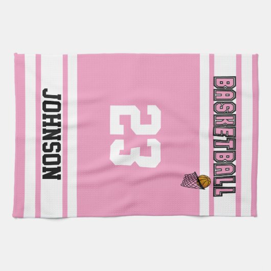 🏀 Basketball - Roze en wit Theedoek (Horizontaal)