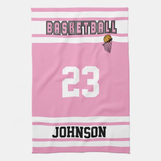 🏀 Basketball - Roze en wit Theedoek (Verticaal)