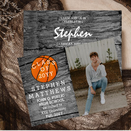 Basketball Rustic Foto Afstuderen kondiging Kaart