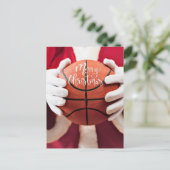 Basketball Santa Claus speelt met kerst Briefkaart (Staand voorkant)