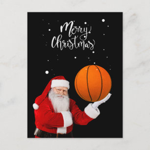 Basketball Santa Claus speelt met kerst Briefkaart