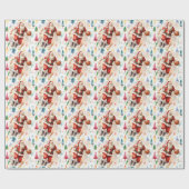 Basketball Santa Claus speelt met kerst Cadeaupapier (Vlak)