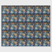 Basketball Santa Claus speelt met kerst Cadeaupapier (Vlak)