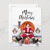 Basketball Santa Claus speelt met kerst Feestdagenkaart (Voorkant / Achterkant)