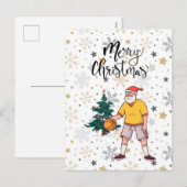 Basketball Santa Claus speelt met kerst Feestdagenkaart (Voorkant / Achterkant)