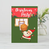 Basketball Santa Claus speelt met kerst Kaart (Staand voorkant)