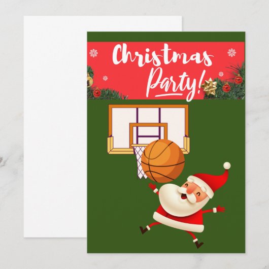 Basketball Santa Claus speelt met kerst Kaart (Voorkant / Achterkant)