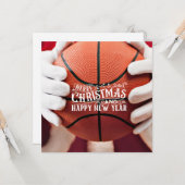 Basketball Santa Claus speelt met kerst Kaart (Voorkant / Achterkant in situ)