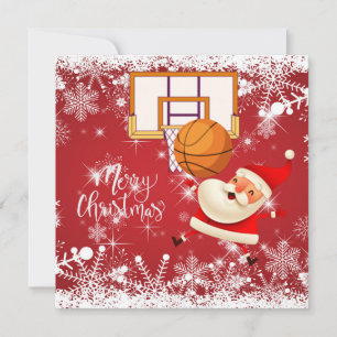 Basketball Santa Claus speelt met kerst Kaart