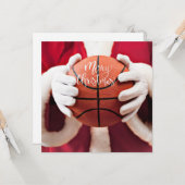 Basketball Santa Claus speelt met kerst Kaart (Voorkant / Achterkant in situ)