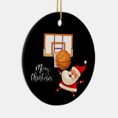 Basketball Santa Claus speelt met kerst Keramisch Ornament (Rechts)