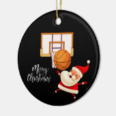 Basketball Santa Claus speelt met kerst Keramisch Ornament (Links)