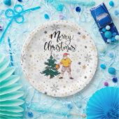 Basketball Santa Claus speelt met kerst Papieren Bordje (Feest)