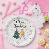 Basketball Santa Claus speelt met kerst Papieren Bordje (Feest)