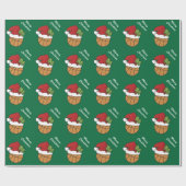 Basketball Santa Hat op groene achtergrond Cadeaupapier (Vlak)