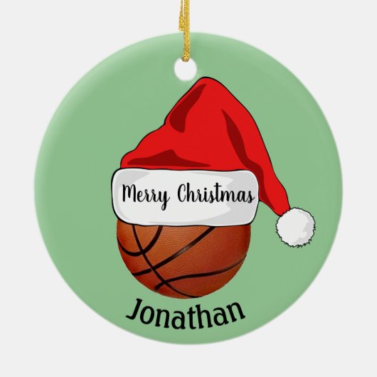 Basketball Santa Hat Ornament (Achterkant)