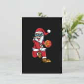 Basketball Santa Kerstmis Dunk Cool Sport X-Mas P Kaart (Staand voorkant)