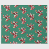 Basketball Santa Retro Christmas Green Cadeaupapier (Vlak)