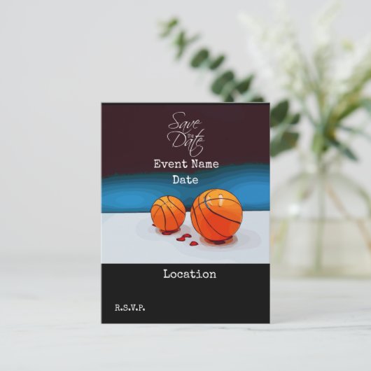 Basketball Save the Date of Party Invitation Briefkaart (Staand voorkant)