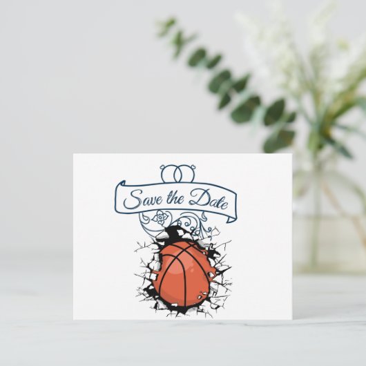 Basketball Save the Date Wedding Uitnodiging Briefkaart (Staand voorkant)
