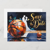 Basketball Save the Date Wedding Uitnodiging Briefkaart (Voorkant / Achterkant)