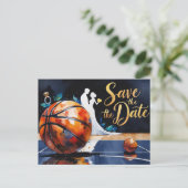 Basketball Save the Date Wedding Uitnodiging Briefkaart (Staand voorkant)