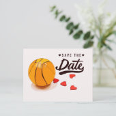 Basketball Save the Date Wedding Uitnodiging Briefkaart (Staand voorkant)