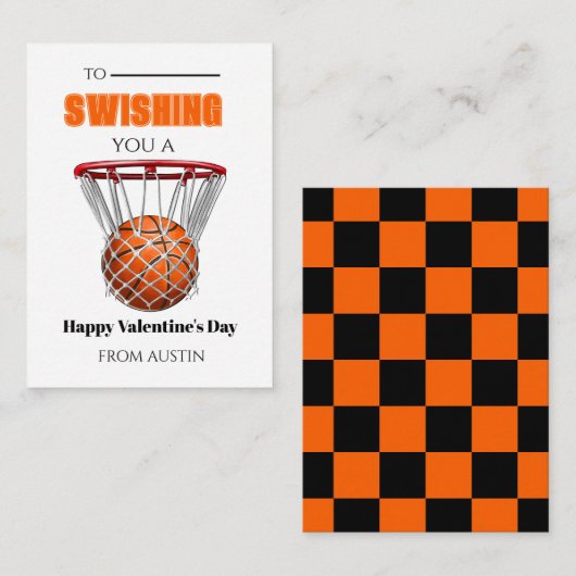 Basketball School Valentine Card Notitiekaartje (Voorkant / Achterkant)