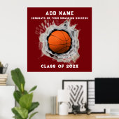 Basketball Senior Afstuderen Congring Poster (Thuiskantoor)